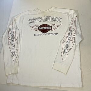 Vintage Harley-Davidson Biker Wings Flames Patch Long Sleeve T Shirt Mens